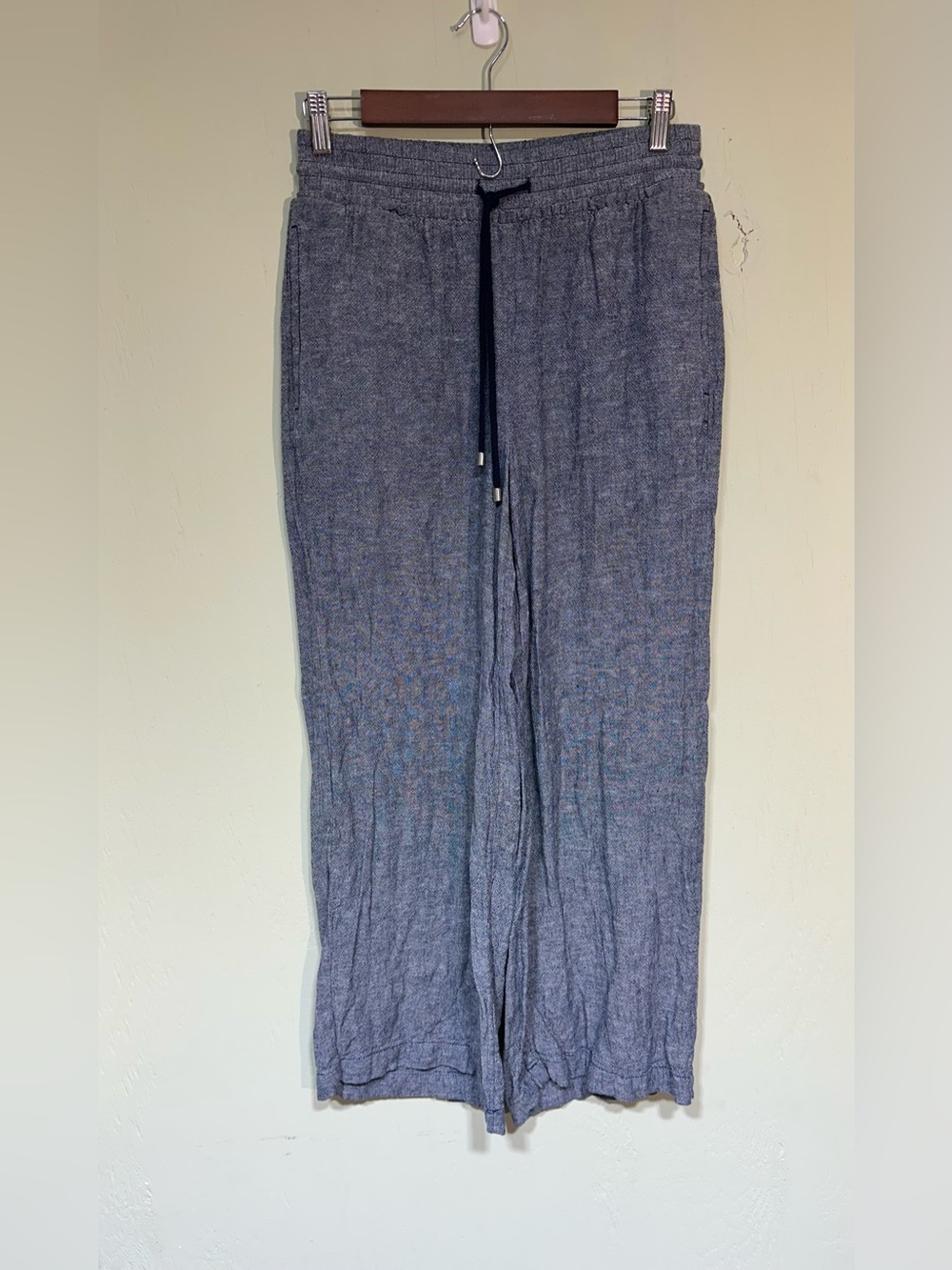 Time and Tru blue gray drawstring waist linen blend flowy pants Xs